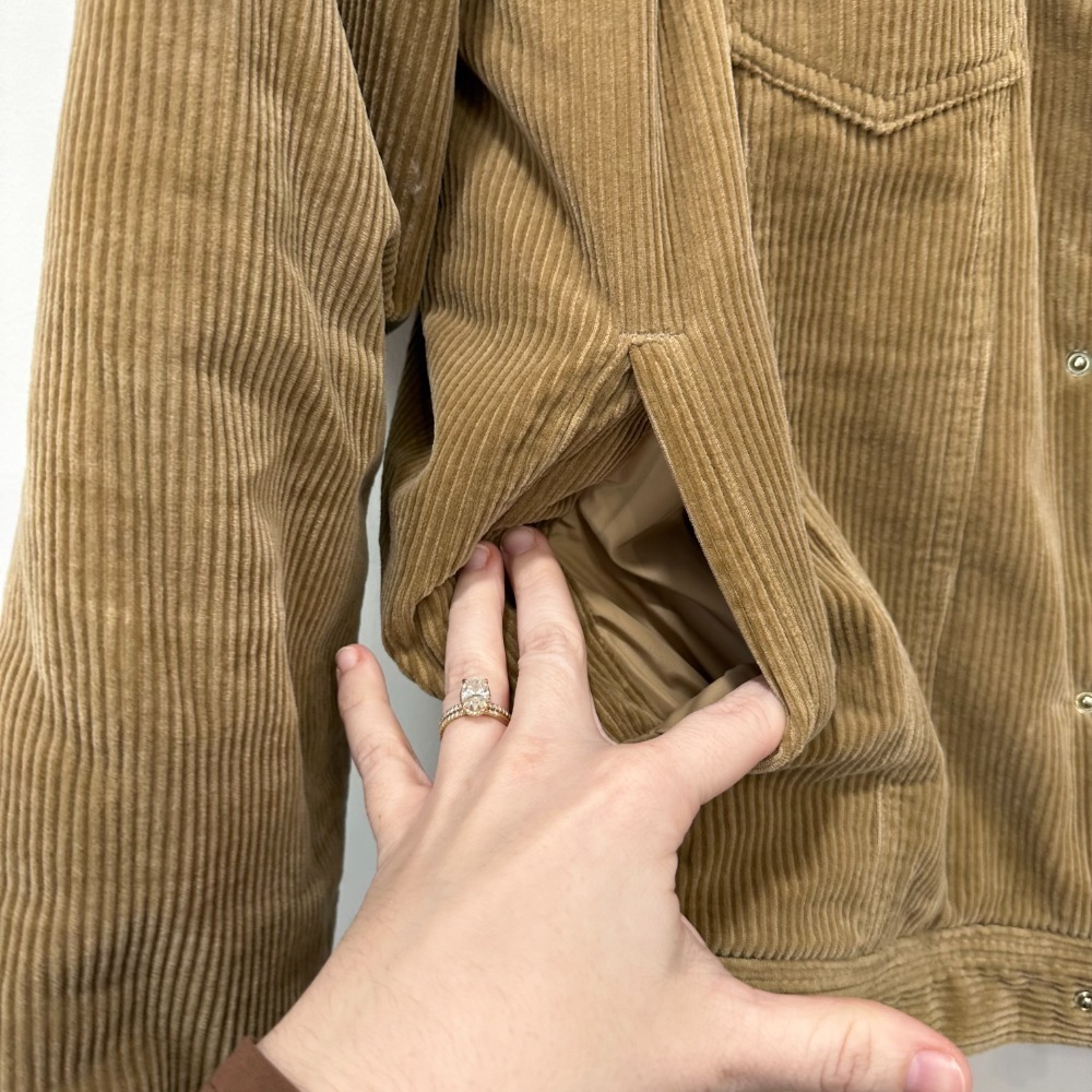 KITH Womens Jacket XL Tan‎ Corduroy Sherpa Lined Fuzzy Gold Zip Designer - Picture 8 of 13